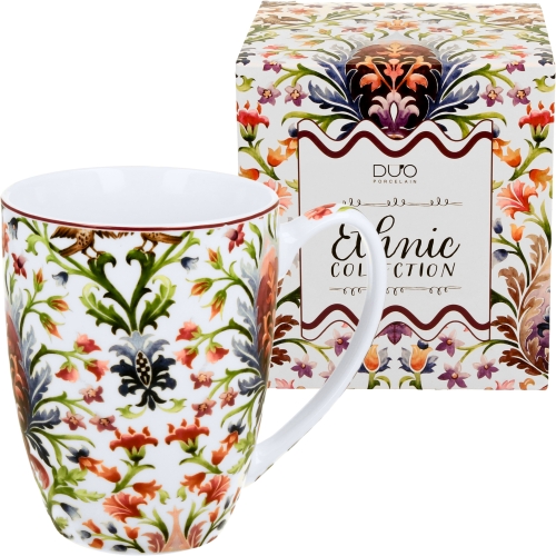 PORCELANOWY Kubek classic 360 ml do KAWY HERBATY - Ethnic MARBELLA
