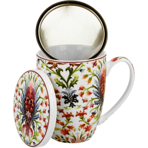 Kubek 360 ml z zaparzaczem i pokrywką do HERBATY ZIÓŁ - Ethnic MARBELLA