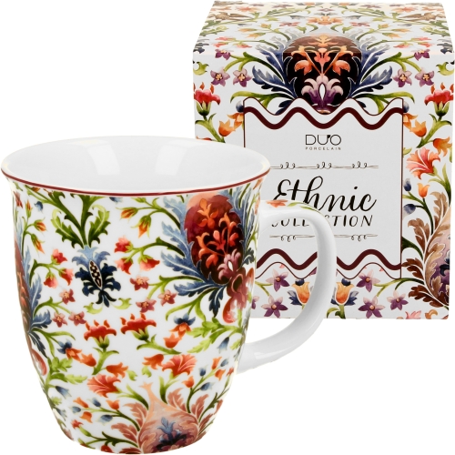Duży PORCELANOWY Kubek 650 ml do KAWY HERBATY - Ethnic MARBELLA