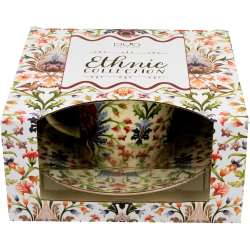 PORCELANOWA Filiżanka ze spodkiem 240 ml do KAWY HERBATY - Ethnic MARBELLA