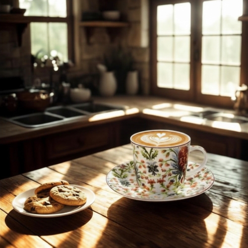 PORCELANOWA Filiżanka ze spodkiem 240 ml do KAWY HERBATY - Ethnic MARBELLA
