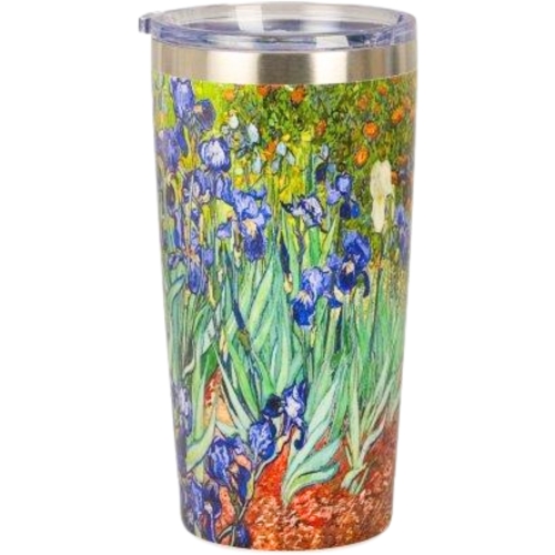 DUŻY Kubek termiczny 600 ml Termos STAL NIERDZEWNA 18/8 - IRISES Van Gogh