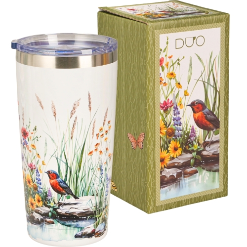 DUŻY Kubek termiczny 600 ml Termos na KAWĘ HERBATĘ - Flower Classic JULY