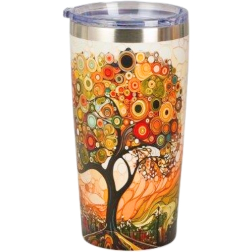 DUŻY Kubek termiczny 600 ml Termos STAL NIERDZEWNA 18/8 - MODERN TREE