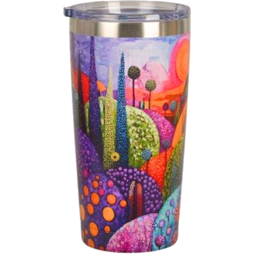 DUŻY Kubek termiczny 600 ml Termos STAL NIERDZEWNA 18/8 MODERN BUBBLE HILLS