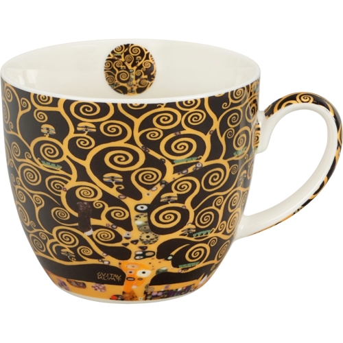 PORCELANOWY Kubek 460 ml w koszyczku do KAWY HERBATY - Klimt TREE OF LIFE