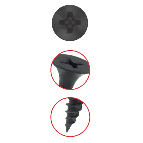 KLIMAS Wkręty do drewna PŁYT G-K 3,5x45 mm CZARNE FOSFATOWANE PH2 - 500 szt