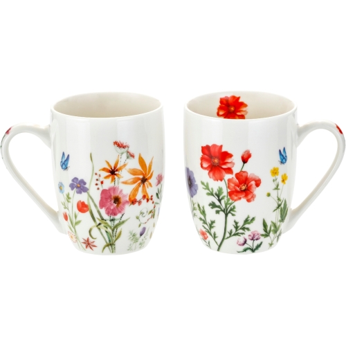 CZTERY stylowe Porcelanowe kubki 360 ml do KAWY HERBATY KAKAO - Flowers