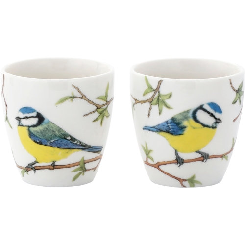 Porcelanowy ZESTAW Czajnik 600 ml 2 Kubki 150 ml Ptaki Polski SIKORA MODRA