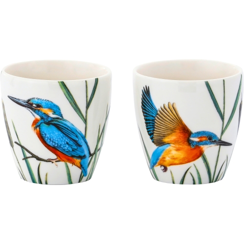 Porcelanowy ZESTAW Czajnik 600 ml + 2 Kubki 150 ml - Ptaki Polski ZIMORODEK