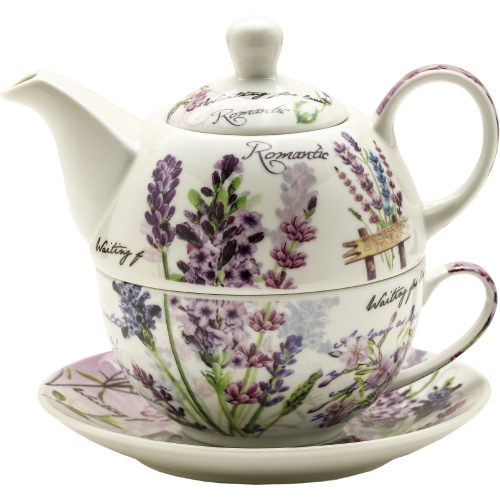 Zestaw TEA FOR ONE Porcelanowy Dzbanek 400 ml z filiżanką 250 ml - LAWENDA