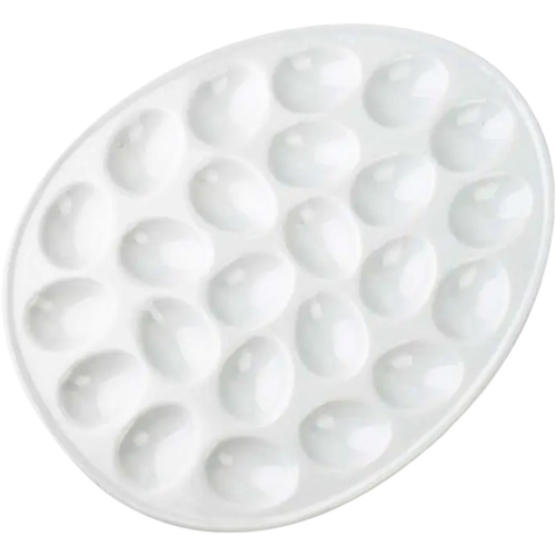 BIAŁY PORCELANOWY Półmisek Patera Talerz na 24 JAJKA - 35 x 28 cm