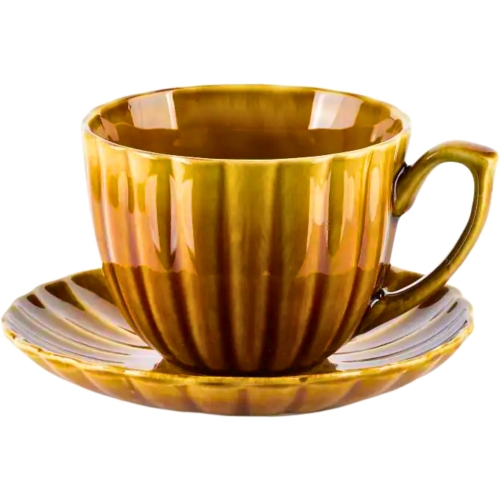 EVIE HONEY Porcelanowa Filiżanka 300 ml ze spodkiem 15 cm - do KAWY HERBATY