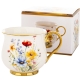 DUŻY Porcelanowy Kubek Filiżanka do KAWY HERBATY 430 ml, 10 x 9 cm - KWIATY