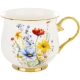 DUŻY Porcelanowy Kubek Filiżanka do KAWY HERBATY 430 ml, 10 x 9 cm - KWIATY