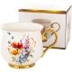 DUŻY Porcelanowy Kubek Filiżanka do KAWY HERBATY 430 ml, 10 x 9 cm - KWIATY