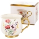 DUŻY Porcelanowy Kubek Filiżanka do KAWY HERBATY 430 ml, 10 x 9 cm - KWIATY