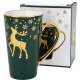 ŚWIĄTECZNY Porcelanowy Kubek do KAWY HERBATY KAKAO 450 ml - ZŁOTY RENIFER