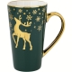 ŚWIĄTECZNY Porcelanowy Kubek do KAWY HERBATY KAKAO 450 ml - ZŁOTY RENIFER