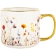 DUŻY Porcelanowy Kubek Filiżanka do KAWY HERBATY 450 ml 9 x 9,5 cm - KWIATY