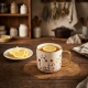 DUŻY Porcelanowy Kubek Filiżanka do KAWY HERBATY 450 ml 9 x 9,5 cm - KWIATY
