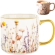 DUŻY Porcelanowy Kubek Filiżanka do KAWY HERBATY 450 ml 9 x 9,5 cm - KWIATY