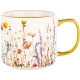 DUŻY Porcelanowy Kubek Filiżanka do KAWY HERBATY 450 ml 9 x 9,5 cm - KWIATY