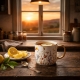 DUŻY Porcelanowy Kubek Filiżanka do KAWY HERBATY 450 ml 9 x 9,5 cm - KWIATY