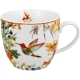 PORCELANOWY Kubek 460 ml w koszyczku do KAWY HERBATY Flower Classic LINNEA