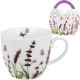 PORCELANOWY Kubek 460 ml w koszyczku do KAWY HERBATY Flower Classic LAWENDA