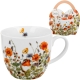 PORCELANOWY Kubek 460 ml w "koszyczku" do KAWY HERBATY Flower Classic BIRD