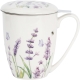 PORCELANOWY Kubek 360 ml z Zaparzaczem do HERBATY ZIÓŁ - LAWENDA LAVENDER