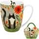 PORCELANOWY Kubek 360 ml w "koszyczku" do KAWY HERBATY - Koci Świat ŁĄKA