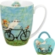 PORCELANOWY Kubek 360 ml w "koszyczku" do KAWY HERBATY - Koci Świat ROWER
