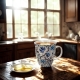 Duży PORCELANOWY Kubek 650 ml do KAWY HERBATY - Ethnic NARESH BLUE