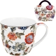 PORCELANOWY Kubek 460 ml w "koszyczku" do KAWY HERBATY - Ethnic SAHAT WHITE