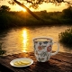 Duży PORCELANOWY Kubek 650 ml do KAWY HERBATY - Ethnic SAHAT WHITE