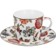 PORCELANOWA Filiżanka ze spodkiem 240 ml do KAWY HERBATY Ethnic SAHAT WHITE