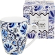 PORCELANOWY Kubek classic 360 ml do KAWY HERBATY - Ethnic NARESH BLUE