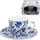 PORCELANOWA Filiżanka ze spodkiem 240 ml do KAWY HERBATY Ethnic NARESH BLUE