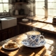 PORCELANOWA Filiżanka ze spodkiem 240 ml do KAWY HERBATY Ethnic NARESH BLUE