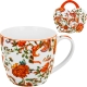 PORCELANOWY Kubek 460 ml w "koszyczku" do KAWY HERBATY - Ethnic PRIMAVERA