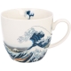 PORCELANOWY Kubek 460 ml w koszyczku do KAWY HERBATY Hokusai THE GREAT WAVE