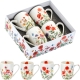 CZTERY stylowe Porcelanowe kubki 360 ml do KAWY HERBATY KAKAO - Flowers