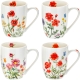 CZTERY stylowe Porcelanowe kubki 360 ml do KAWY HERBATY KAKAO - Flowers