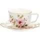 PORCELANOWA Filiżanka 250 ml ze spodeczkiem do KAWY HERBATY - KWIATY