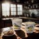 Porcelanowy ZESTAW Czajnik 600 ml 2 Kubki 150 ml Ptaki Polski SIKORA MODRA
