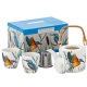 Porcelanowy ZESTAW Czajnik 600 ml + 2 Kubki 150 ml - Ptaki Polski ZIMORODEK