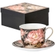 ZESTAW Porcelanowa filiżanka 400 ml ze spodeczkiem Do KAWY HERBATY - KWIATY