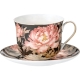 ZESTAW Porcelanowa filiżanka 400 ml ze spodeczkiem Do KAWY HERBATY - KWIATY